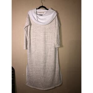 Soft Surroundings Cozy Comfy Gray  Cowlneck Fleece Lined House coat Lounge Dress